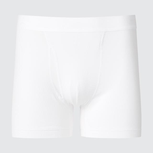 Mens Cotton Boxer Briefs with Deodorizing White Small UNIQLO US Product Image