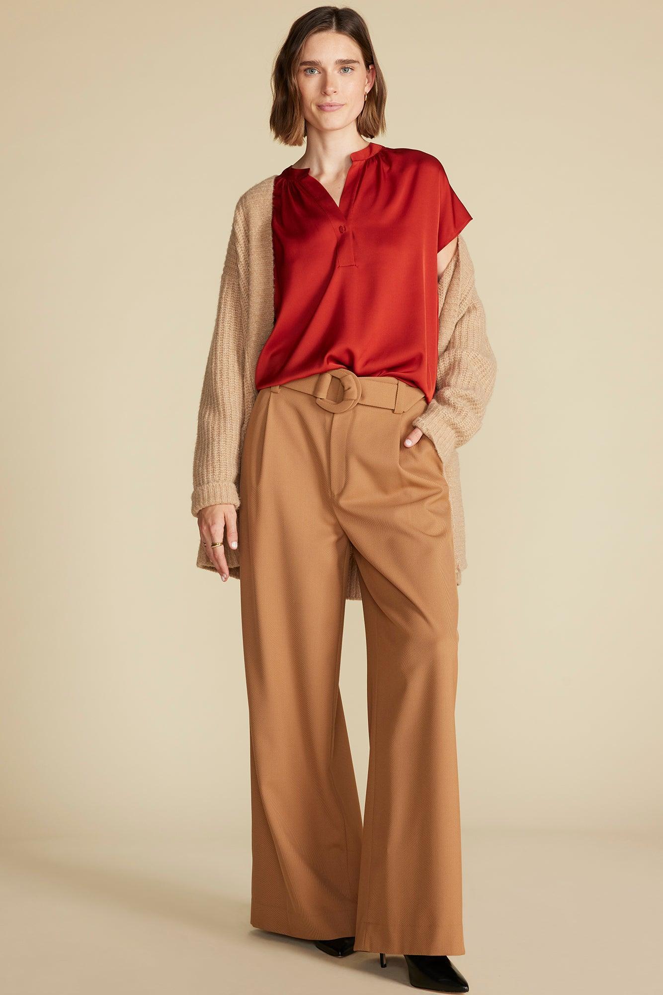 Renata Stretch Silk Blouse - Rust Product Image