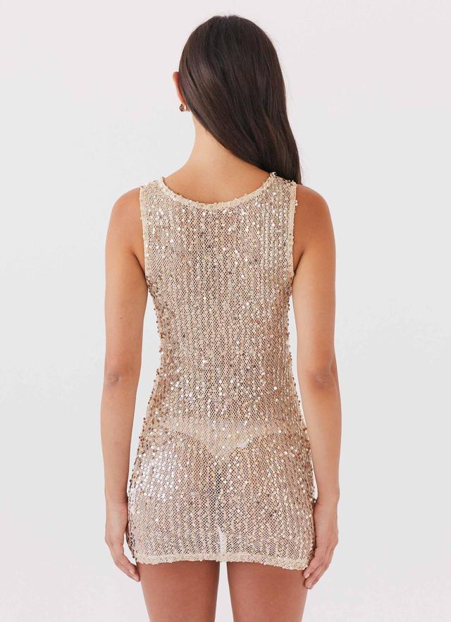 Starlit Soiree Sequin Mini Dress - Champagne Product Image