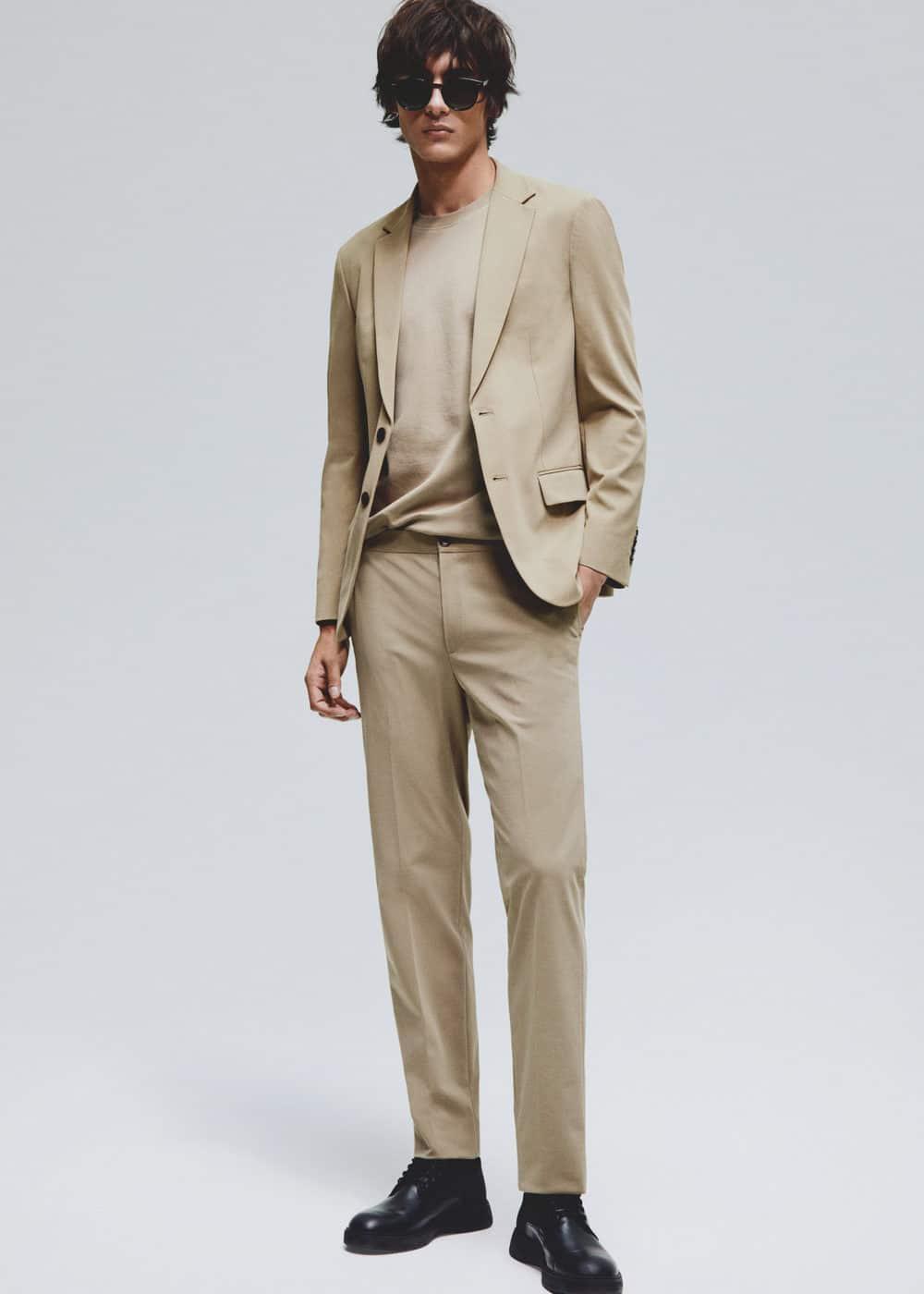 MANGO MAN - Slim-fit cotton suit pants beigeMen Product Image