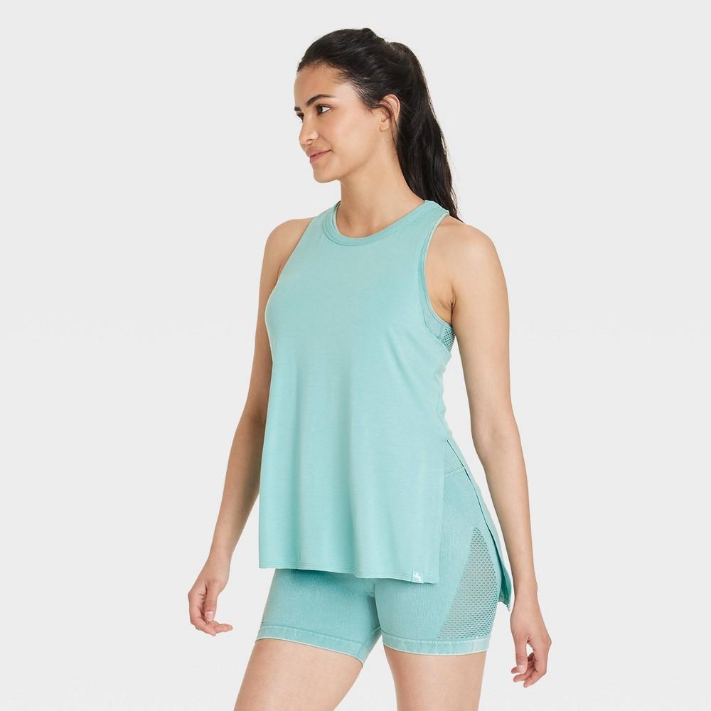 Womens Twist Back Leggings Friendly Tank Top - JoyLab Teal Green XL Product Image