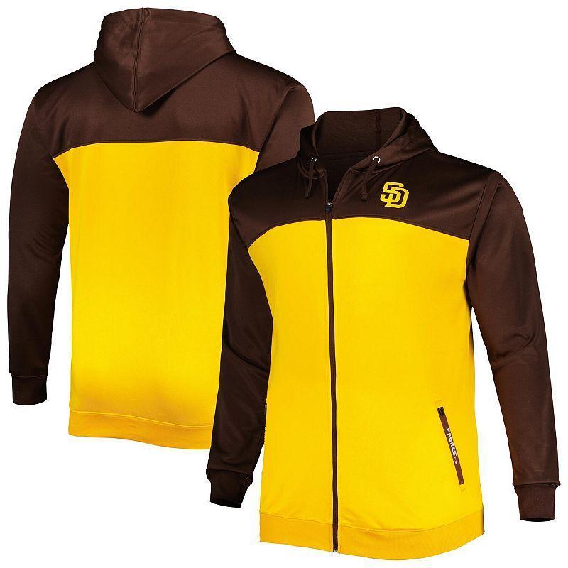 Mens /Gold San Diego Padres Big & Tall Yoke Full-Zip Hoodie Product Image