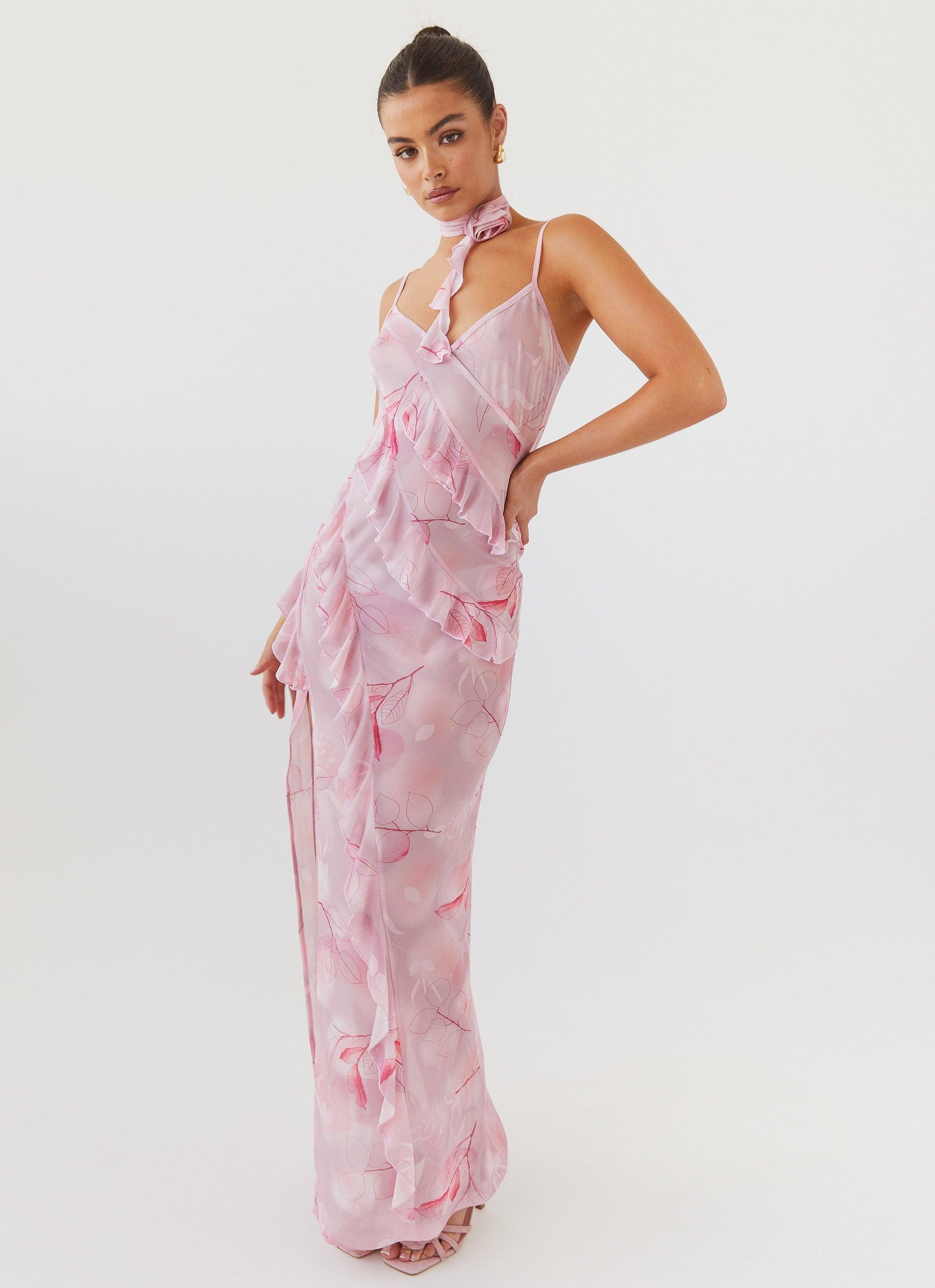 New Romantics Mesh Maxi Dress - Soft Pink Product Image