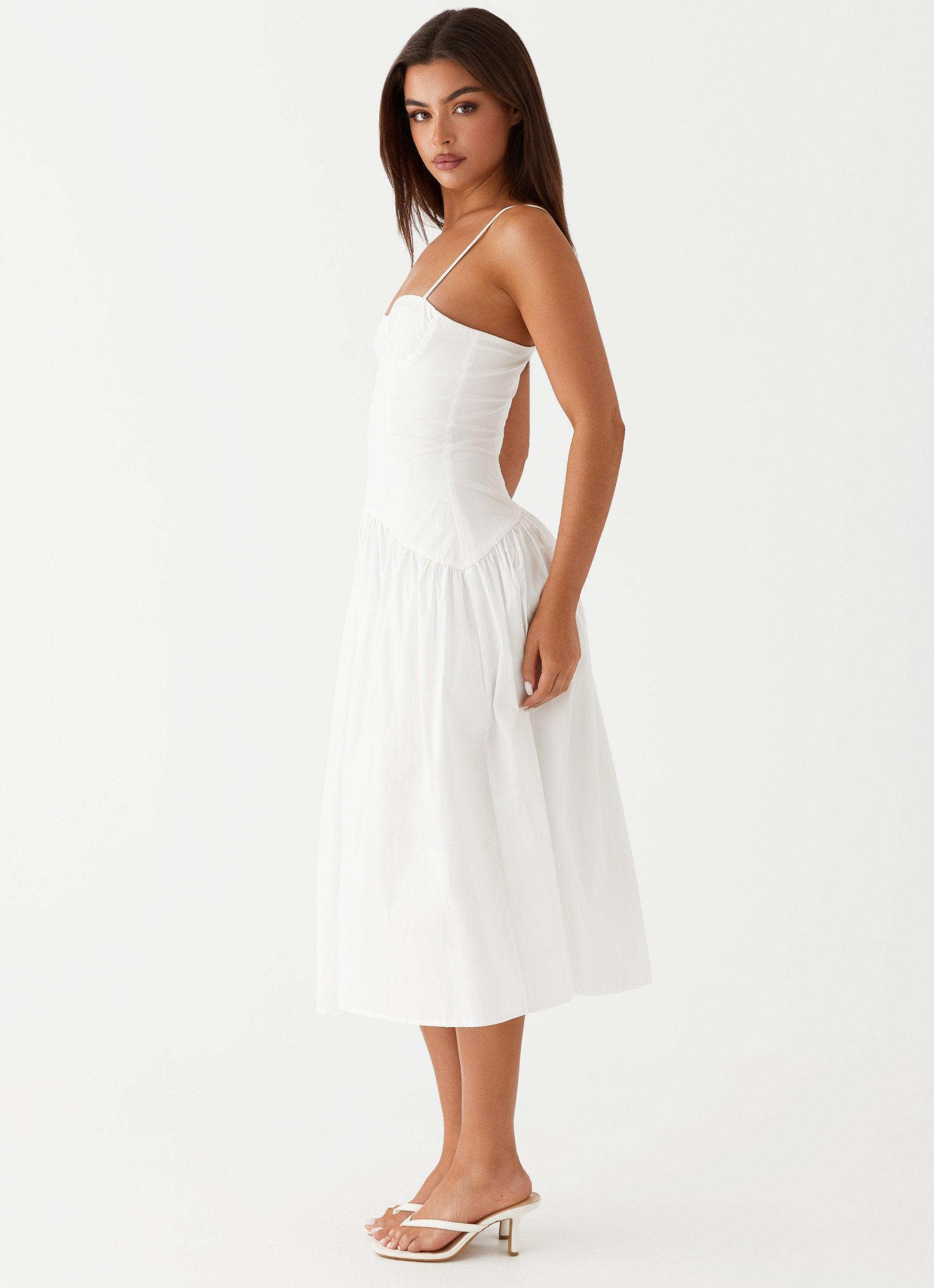 Yvette Corset Midi Dress - White Product Image