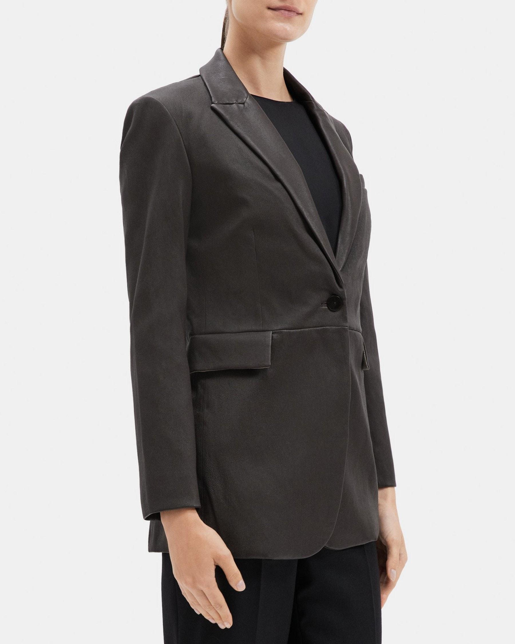 Single-Breasted Blazer in Leather Product Image