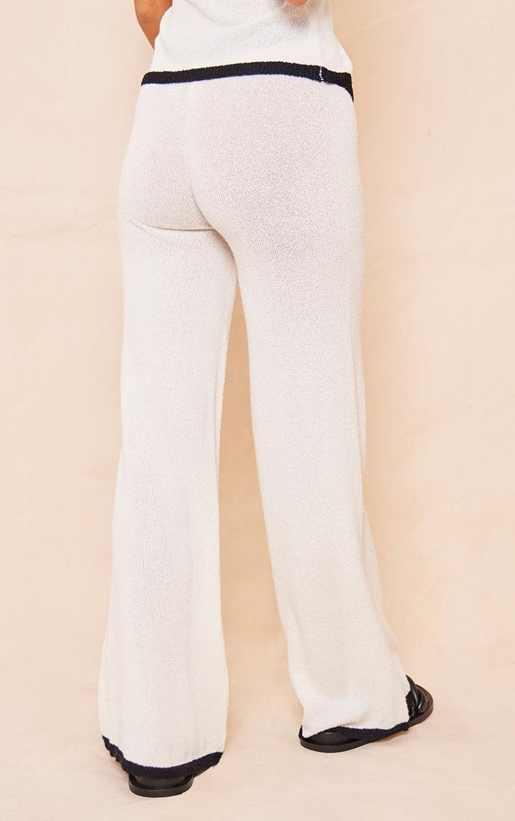 Cream Towel Knit Contrast Detail Pants Product Image