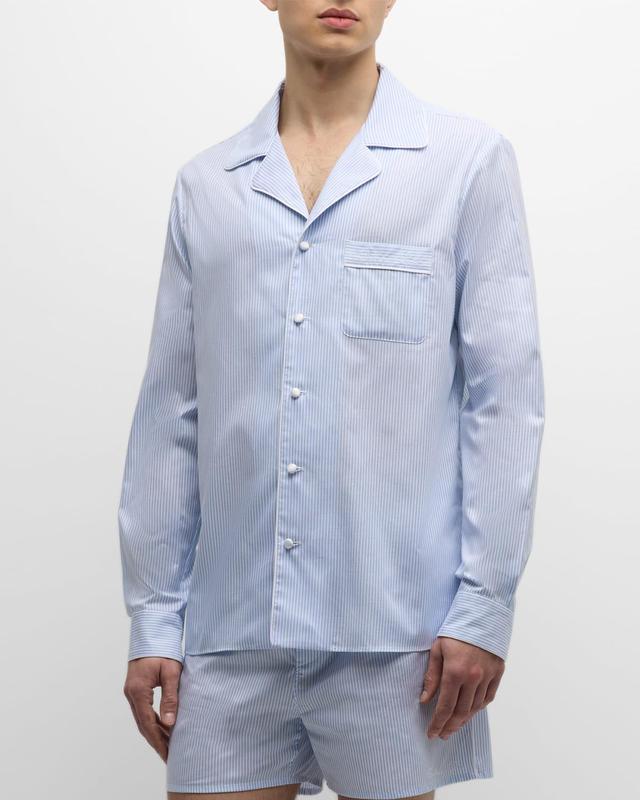 Mens Striped Cotton Pajama Shirt Product Image