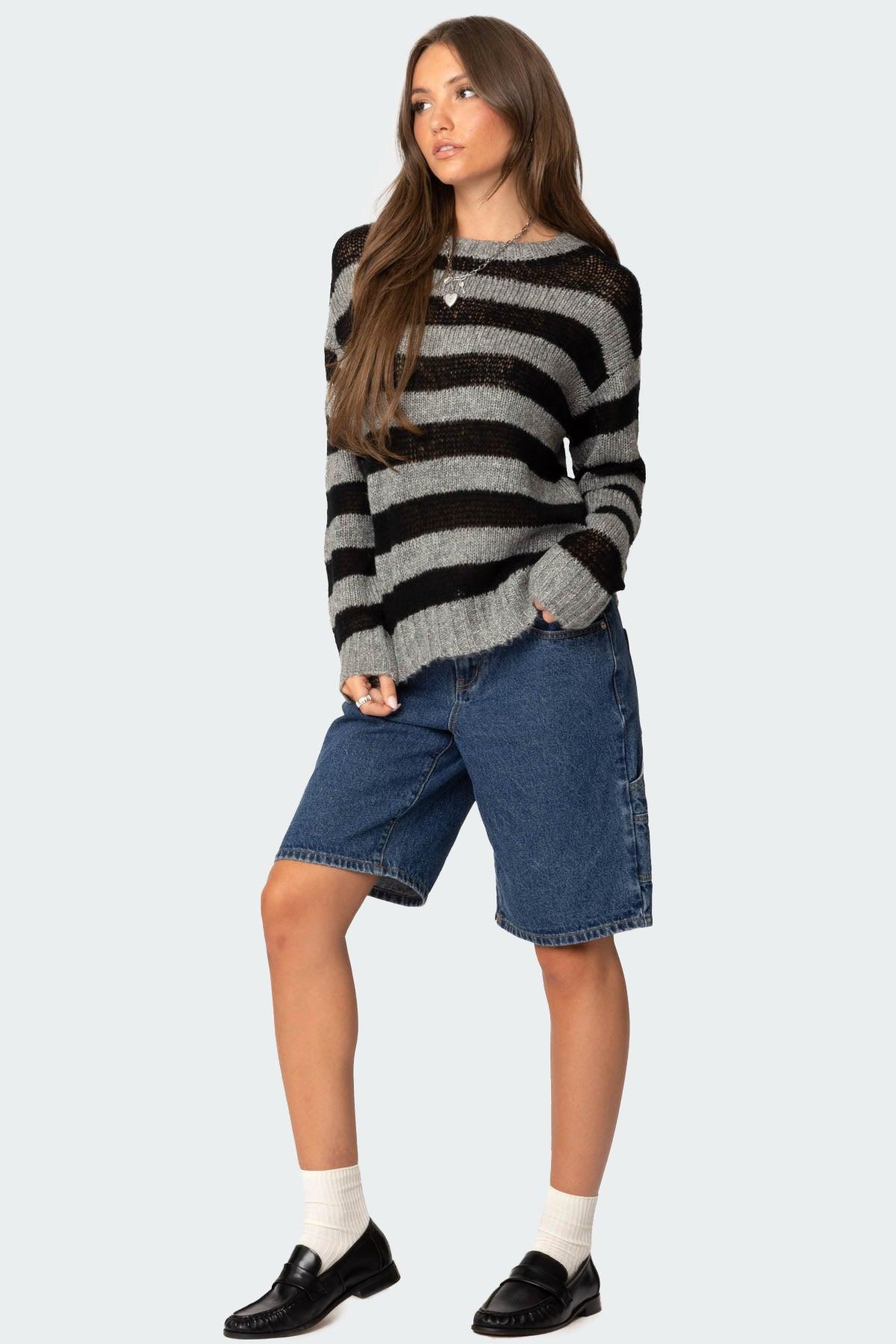 Light Knit Striped Sweater Product Image