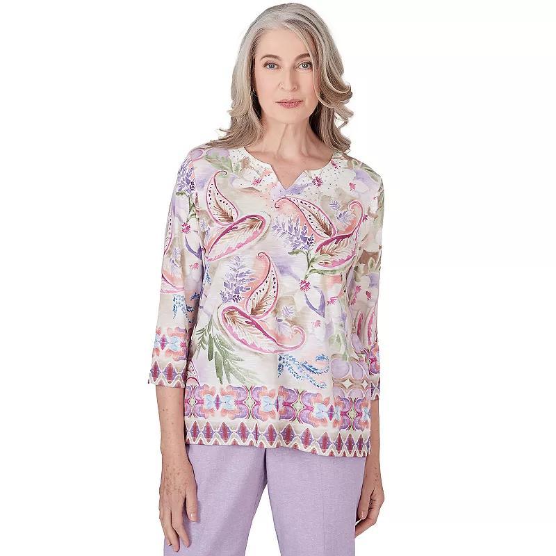 Womens Alfred Dunner Paisley Floral Border Top Product Image