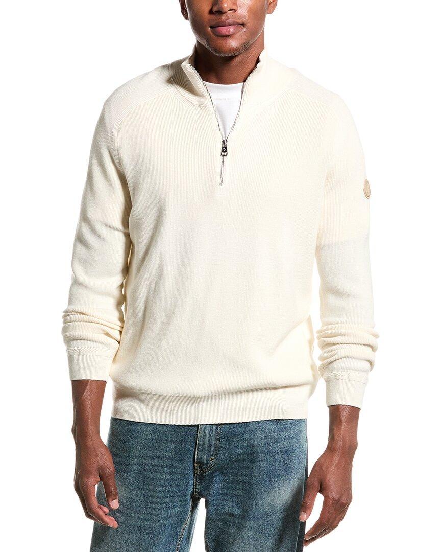 Cashmere-blend 1/2-zip Sweater In White Product Image