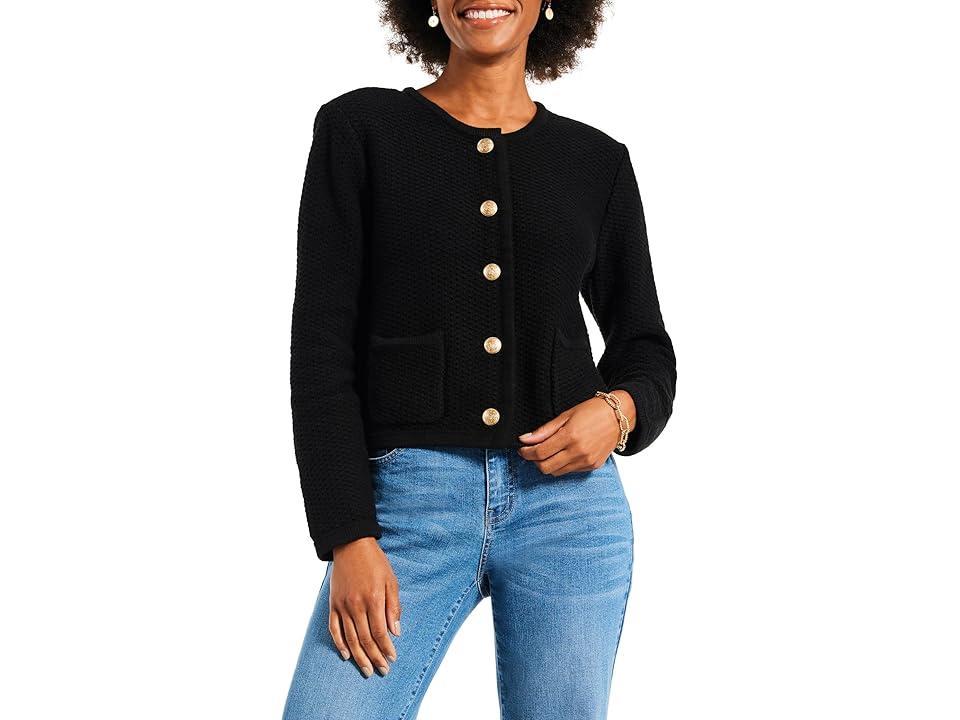 NIC+ZOE Petite Gilded Texture Cardigan Onyx) Women's Sweater product image