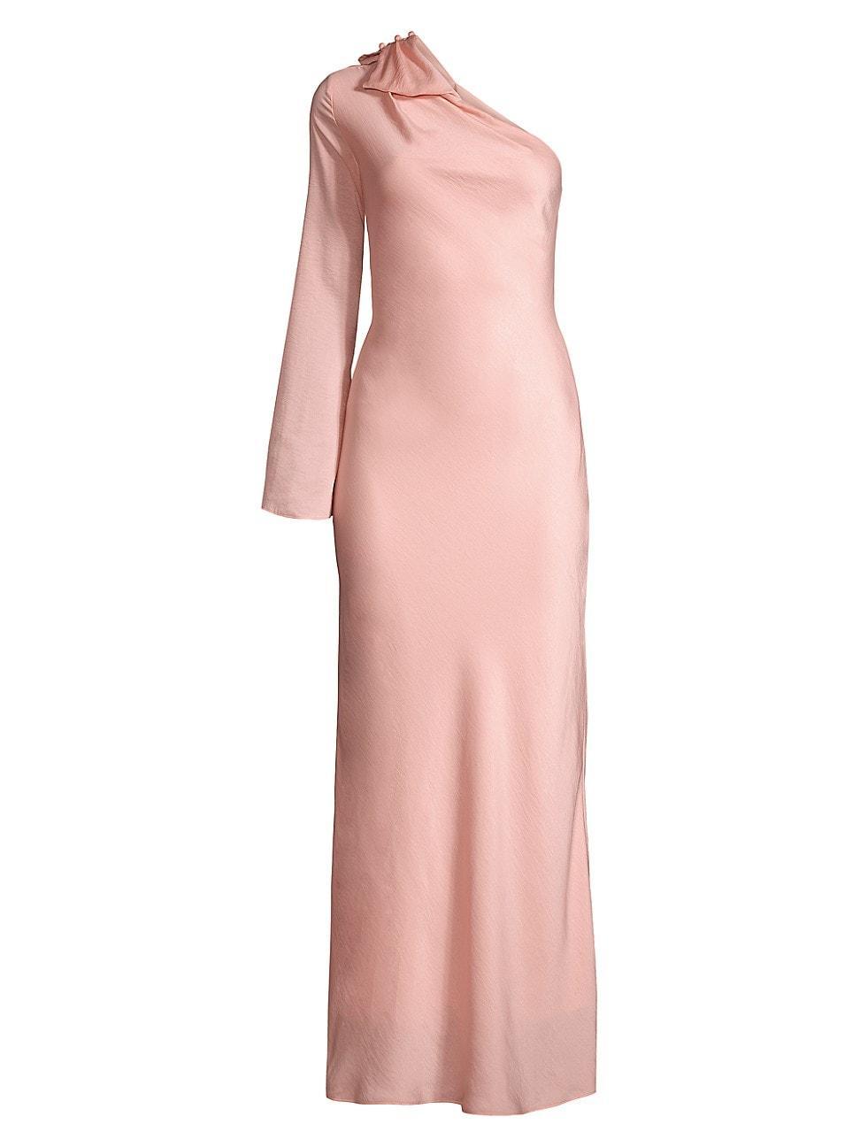 Womens Rhiannon Asymmetric Bow Satin Maxi Dress Product Image