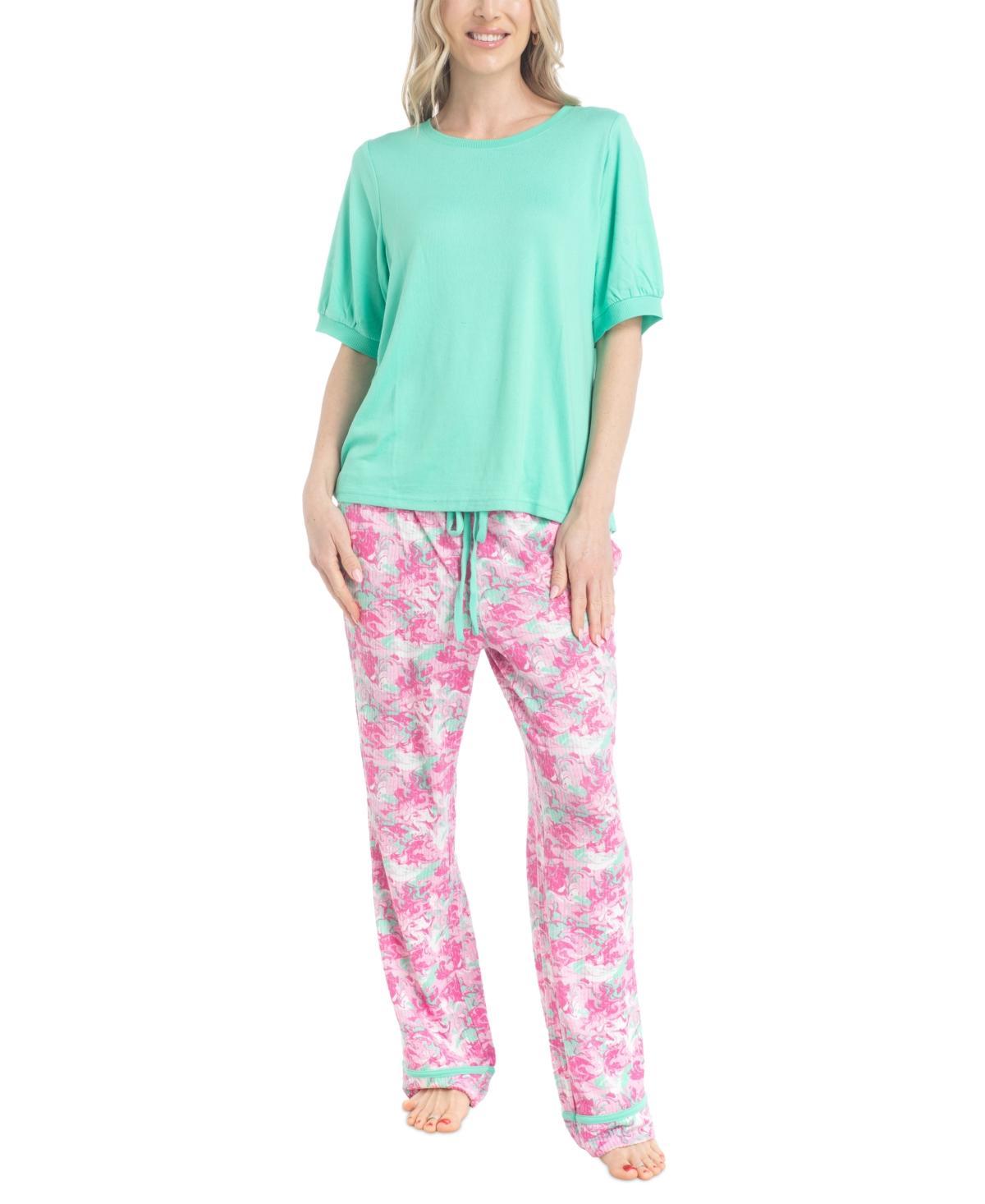 Muk Luks Womens 2-Pc. I Heart Lounge Printed Pajamas Set Product Image