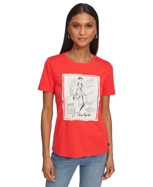 Women's Fashion Sketch Girl Graphic T-Shirt  Product Image