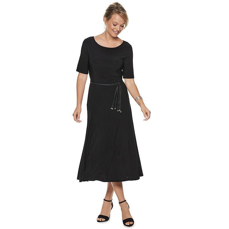 Womens Nina Leonard Solid Midi Dress Product Image