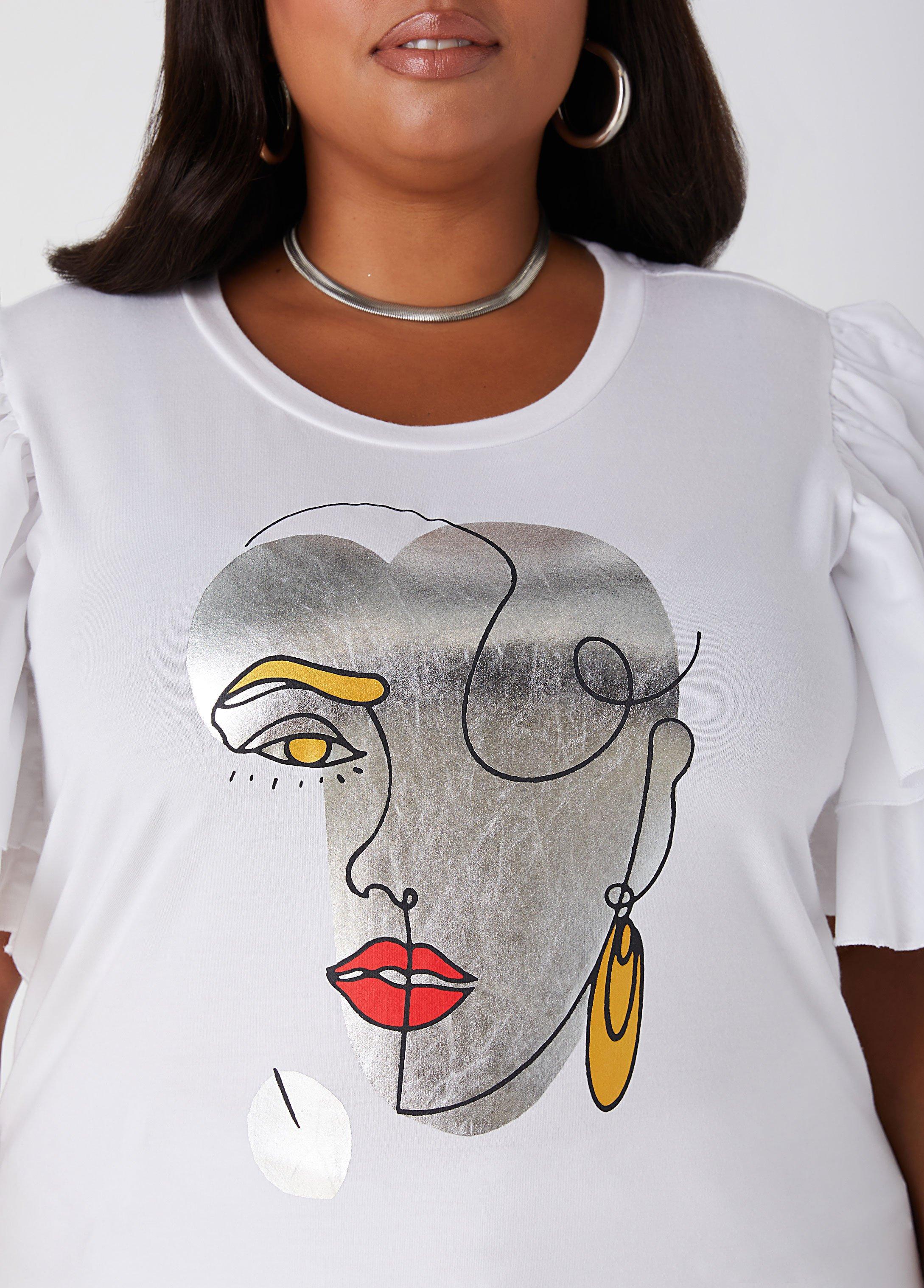 Abstract Portrait Ruffled Tee Product Image