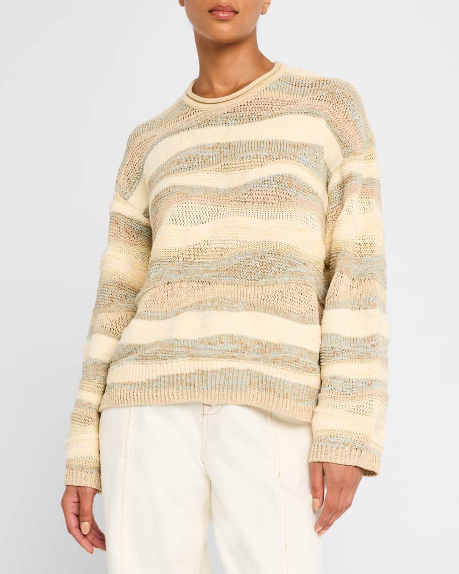 Francie Striped Crewneck Cotton Knit Sweater Product Image