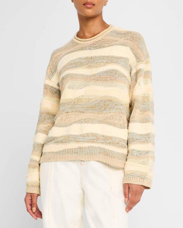 Francie Striped Crewneck Cotton Knit Sweater Product Image