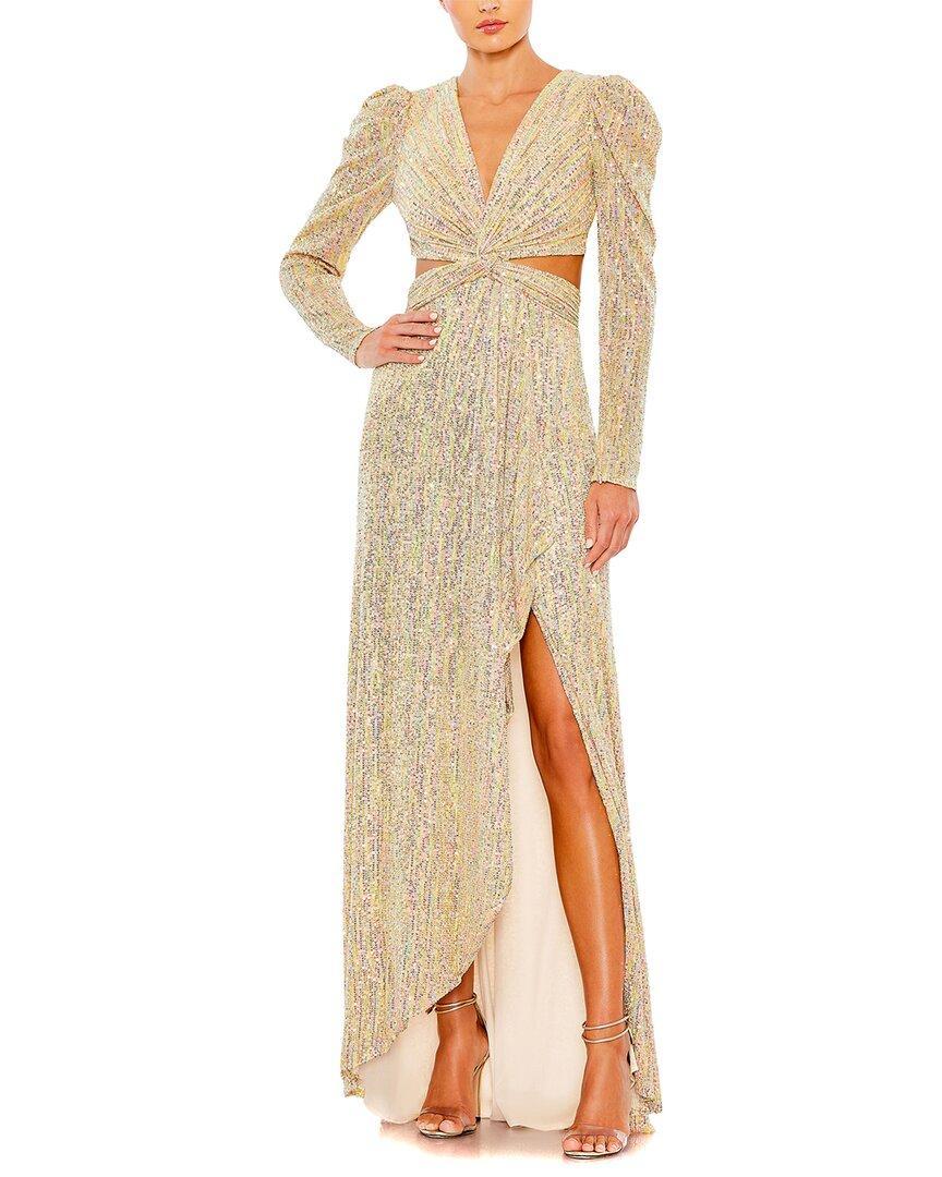 Metallic Cut-out Gown In Gold Product Image