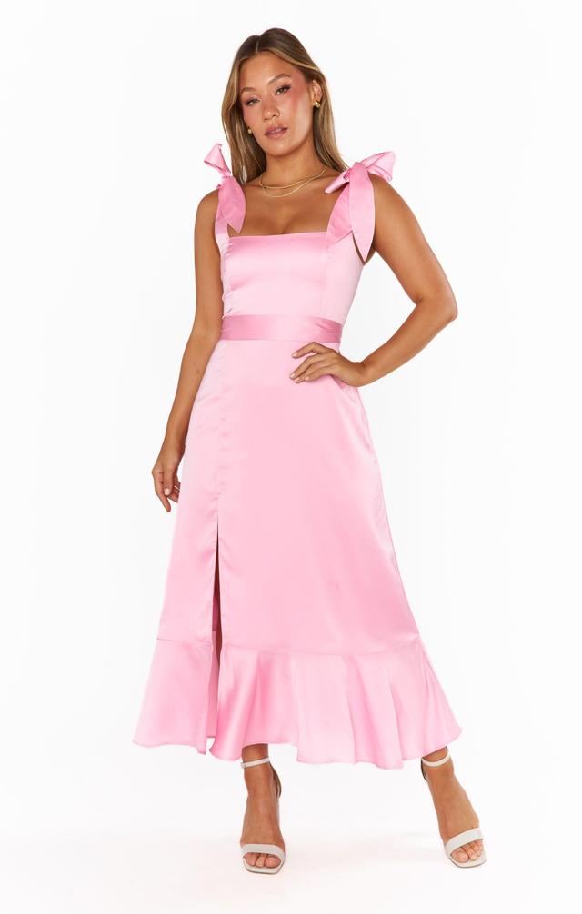 Garden Midi Dress ~ Light Pink Luxe Satin Product Image