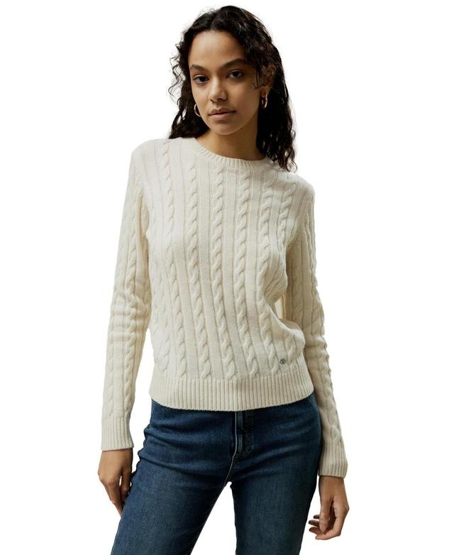 Women's Classic Cable Knit Sweater with Ribbed Edges for Women Product Image