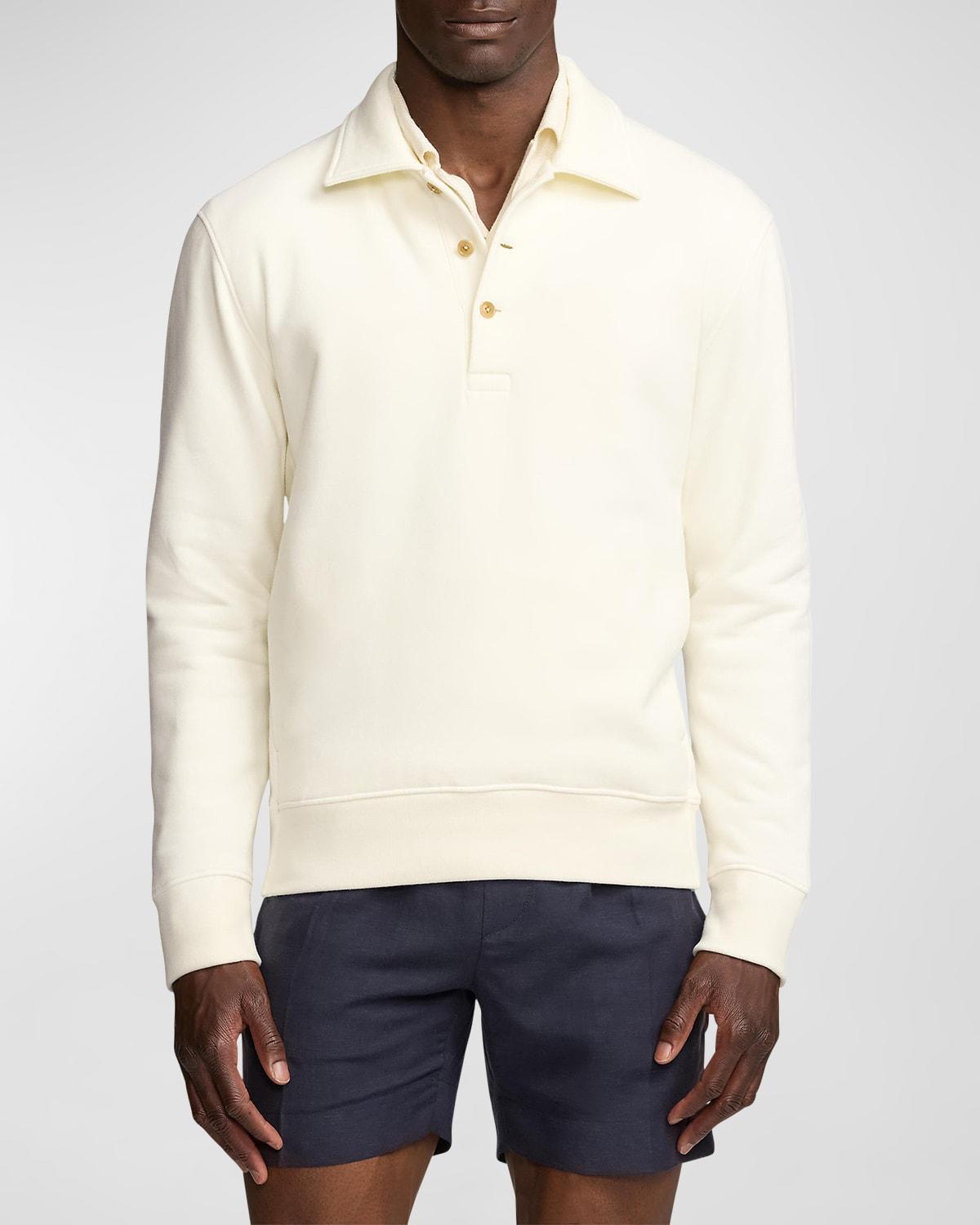 Mens Cotton-Blend Long-Sleeve Polo Sweater Product Image