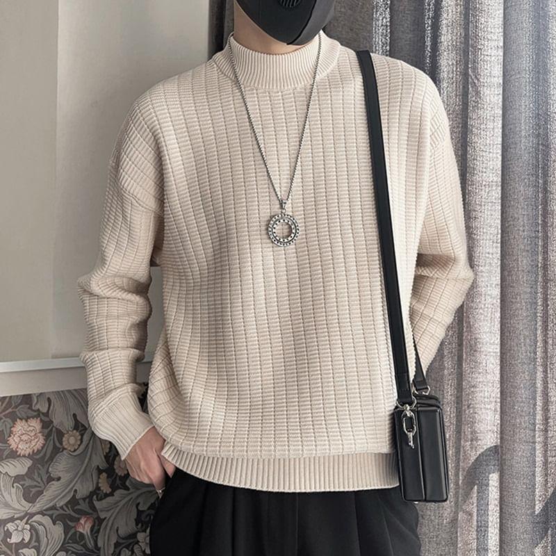 Mock Neck Plain Sweater Product Image