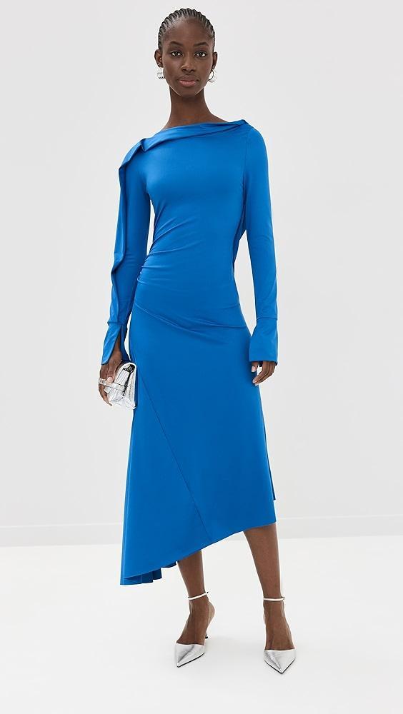 Victoria Beckham Long Sleeve Draped Jersey Midi Dress | Shopbop Product Image