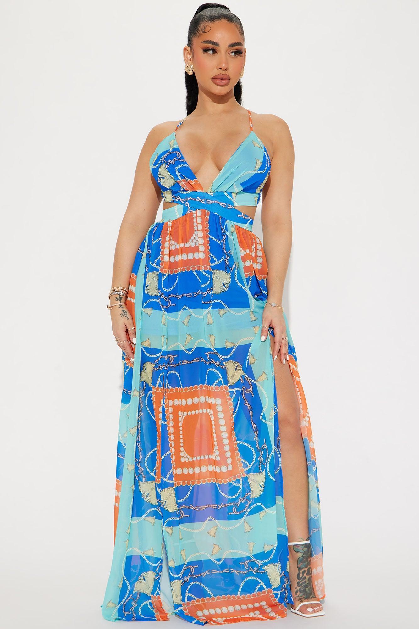 Maylee Chiffon Maxi Dress - Blue Product Image