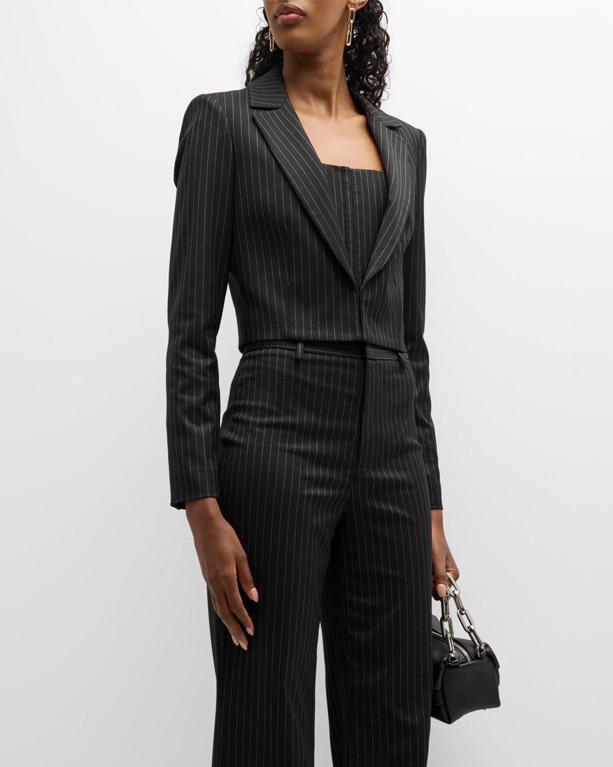 Womens Mya Cropped Pinstriped Blazer Product Image