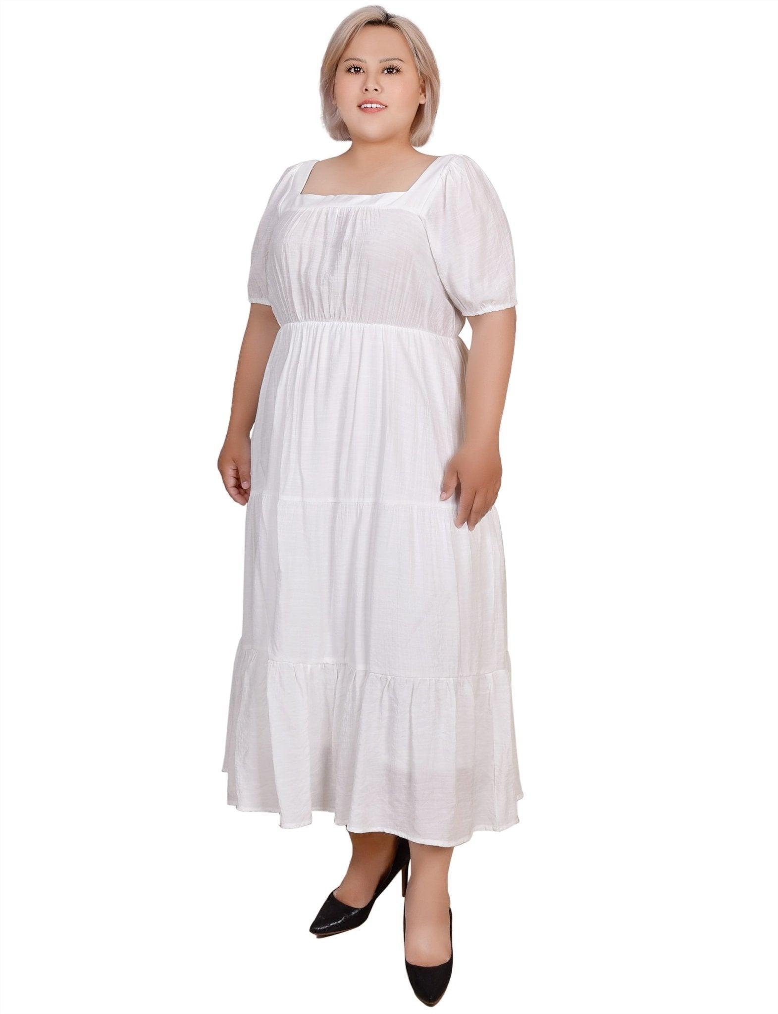 Short Sleeve Tiered Midi Dress - Plus Product Image