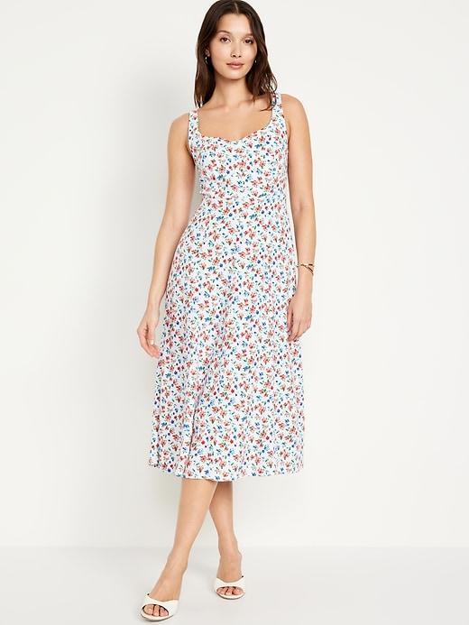 Fit & Flare Linen-Blend Midi Dress Product Image