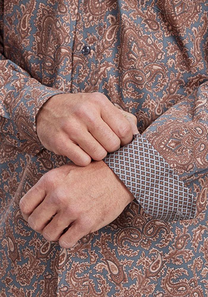 Stetson® Men's L/S Copper Brown/Grey Paisley Print Shirt Product Image