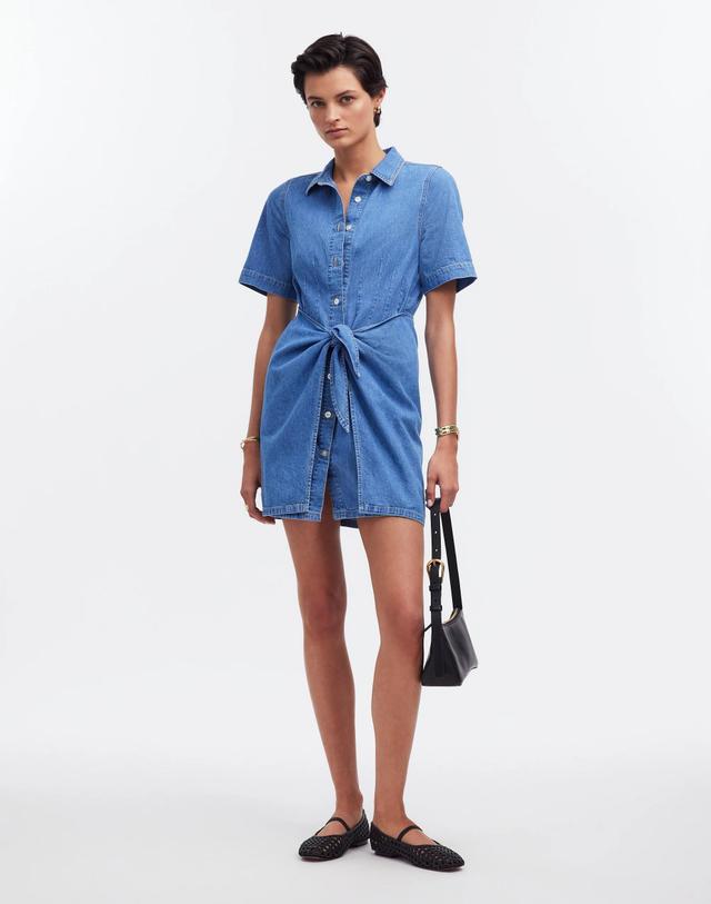 Denim Overlay Mini Shirtdress in Caulk Wash Product Image