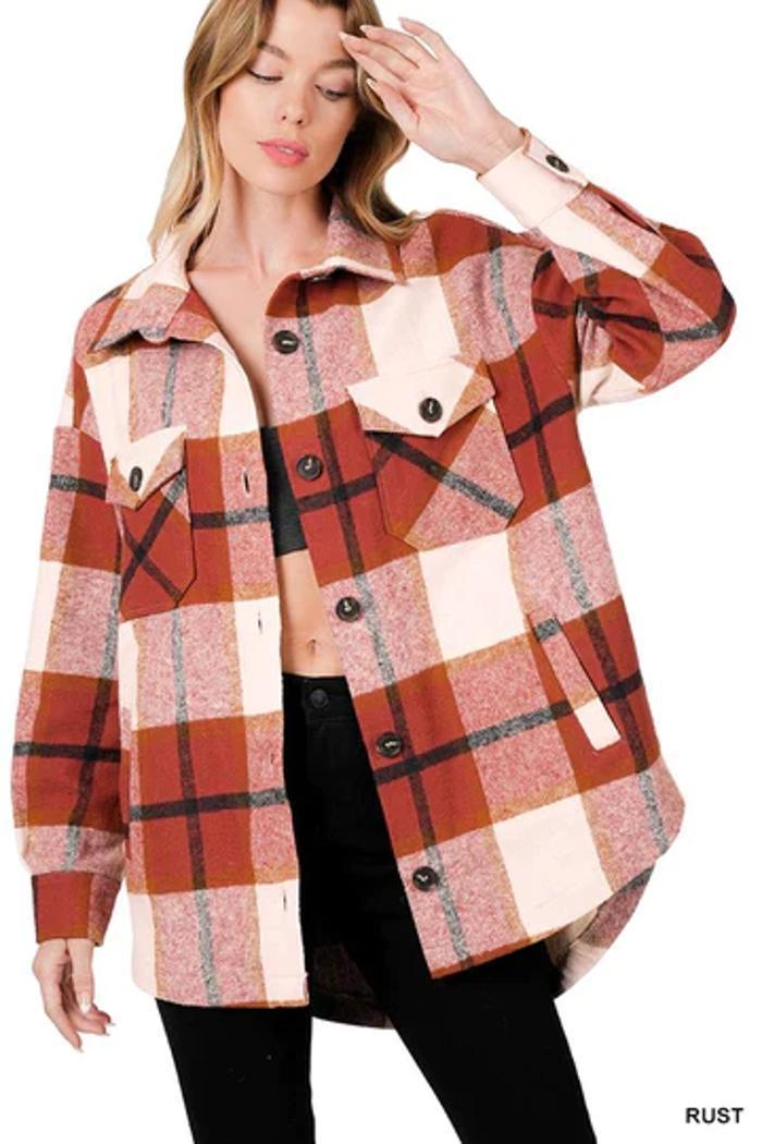 Oversized Yarn Dyed Plaid Shacket Product Image