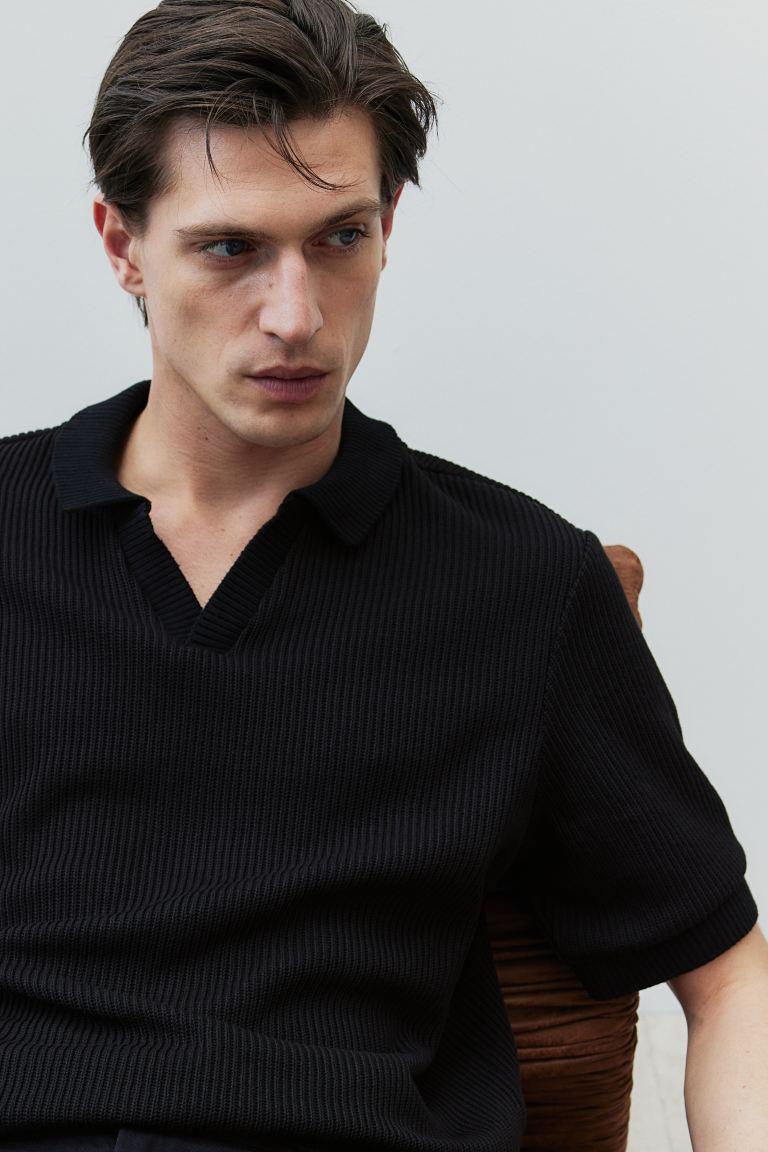 Regular Fit Rib-knit Polo Shirt Product Image