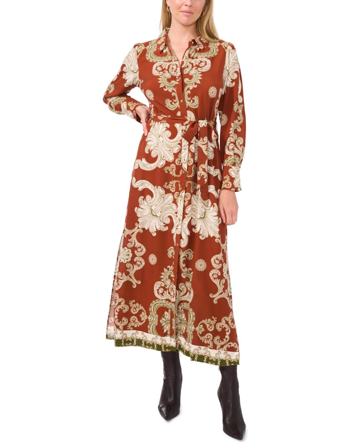 Women's Paisley Tie-Waist Maxi Shirtdress Product Image