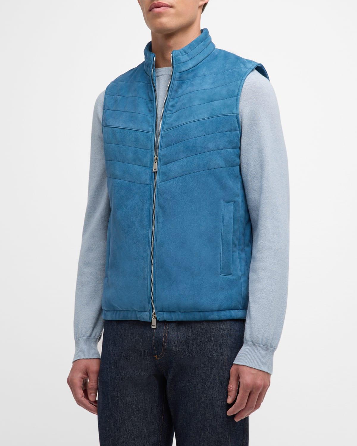 Mens Suede Half-Quilted Full-Zip Vest Product Image