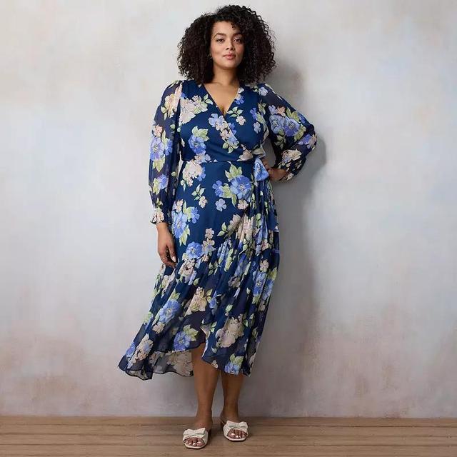 Plus Size LC Lauren Conrad Flowy Floral Print High-Low Wrap Maxi Dress, Womens Product Image