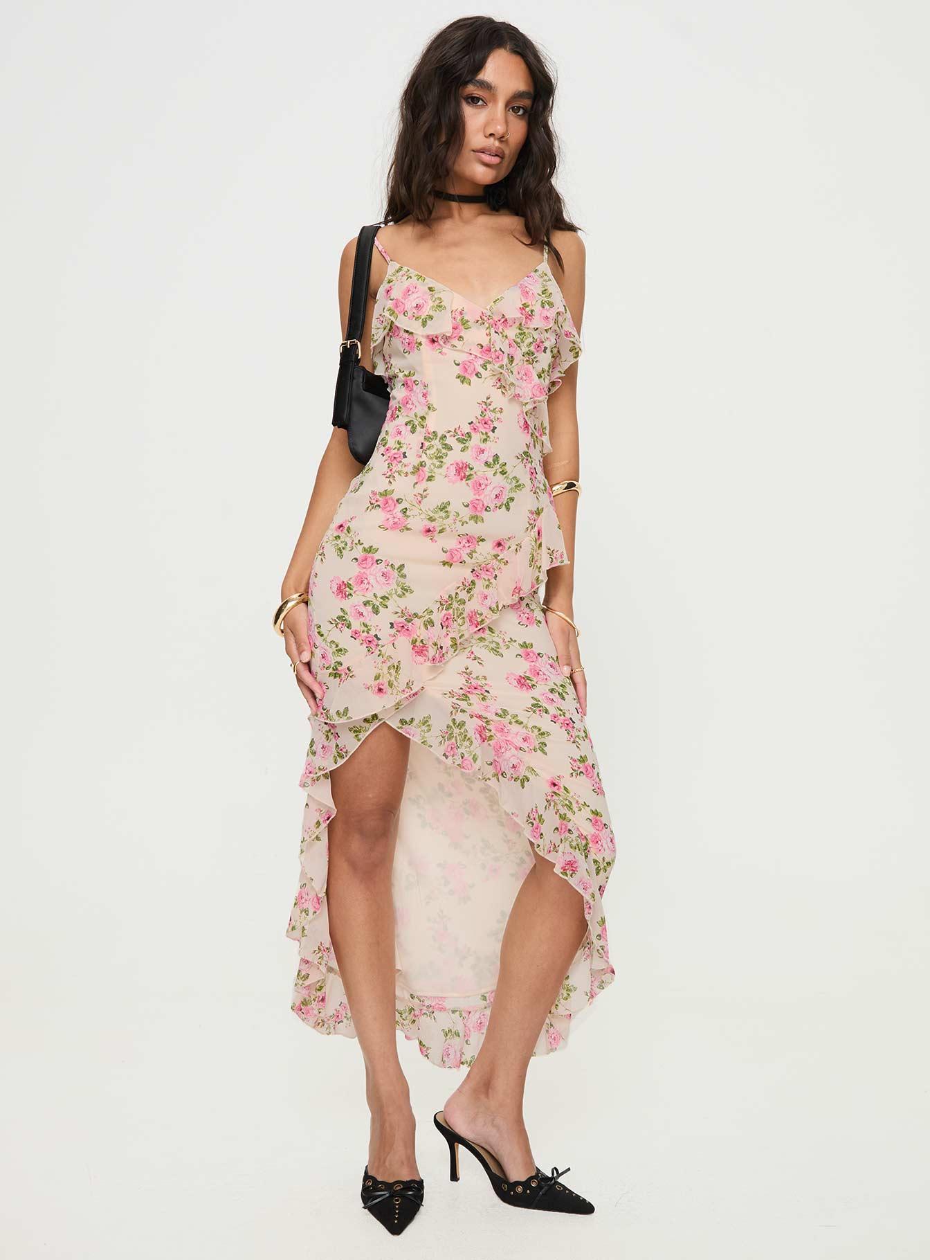 Garys Midi Dress Cream Floral Product Image