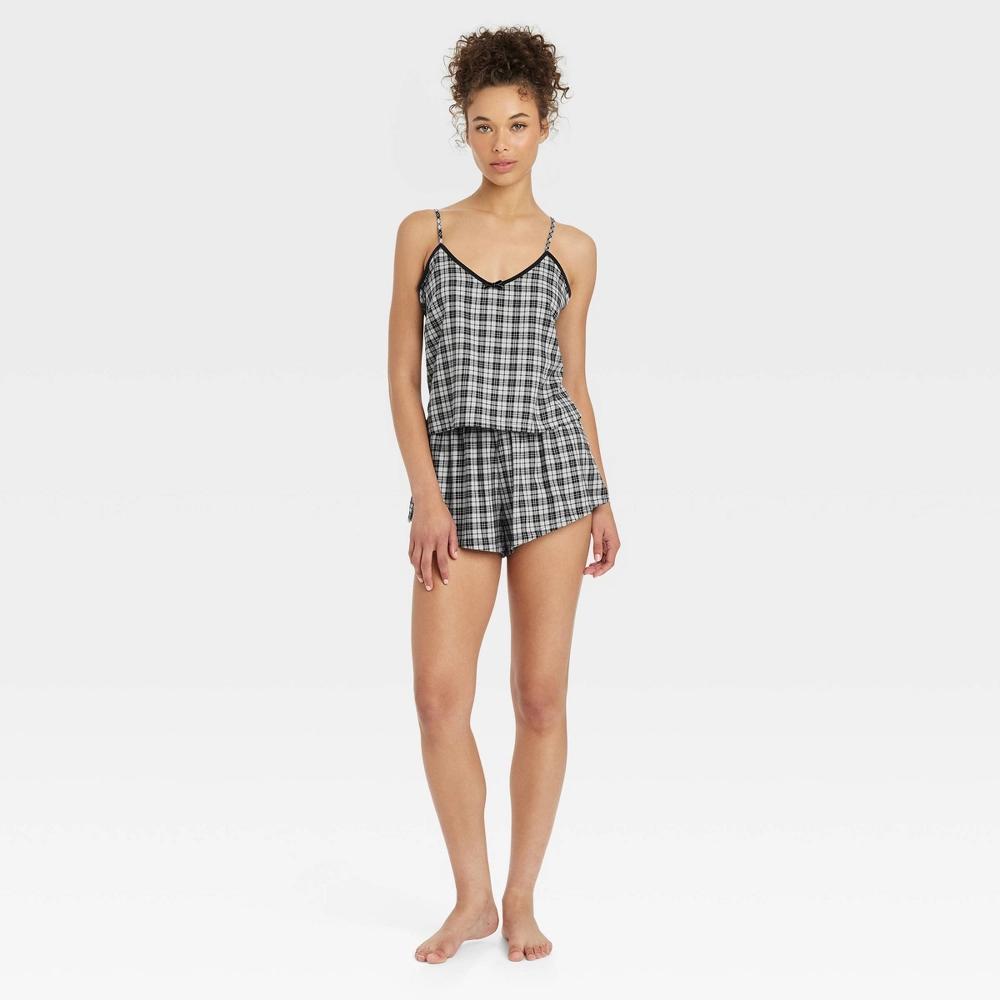 Women's Flannel Tank and Shorts Pajama Set - Colsie™ Gray L Product Image