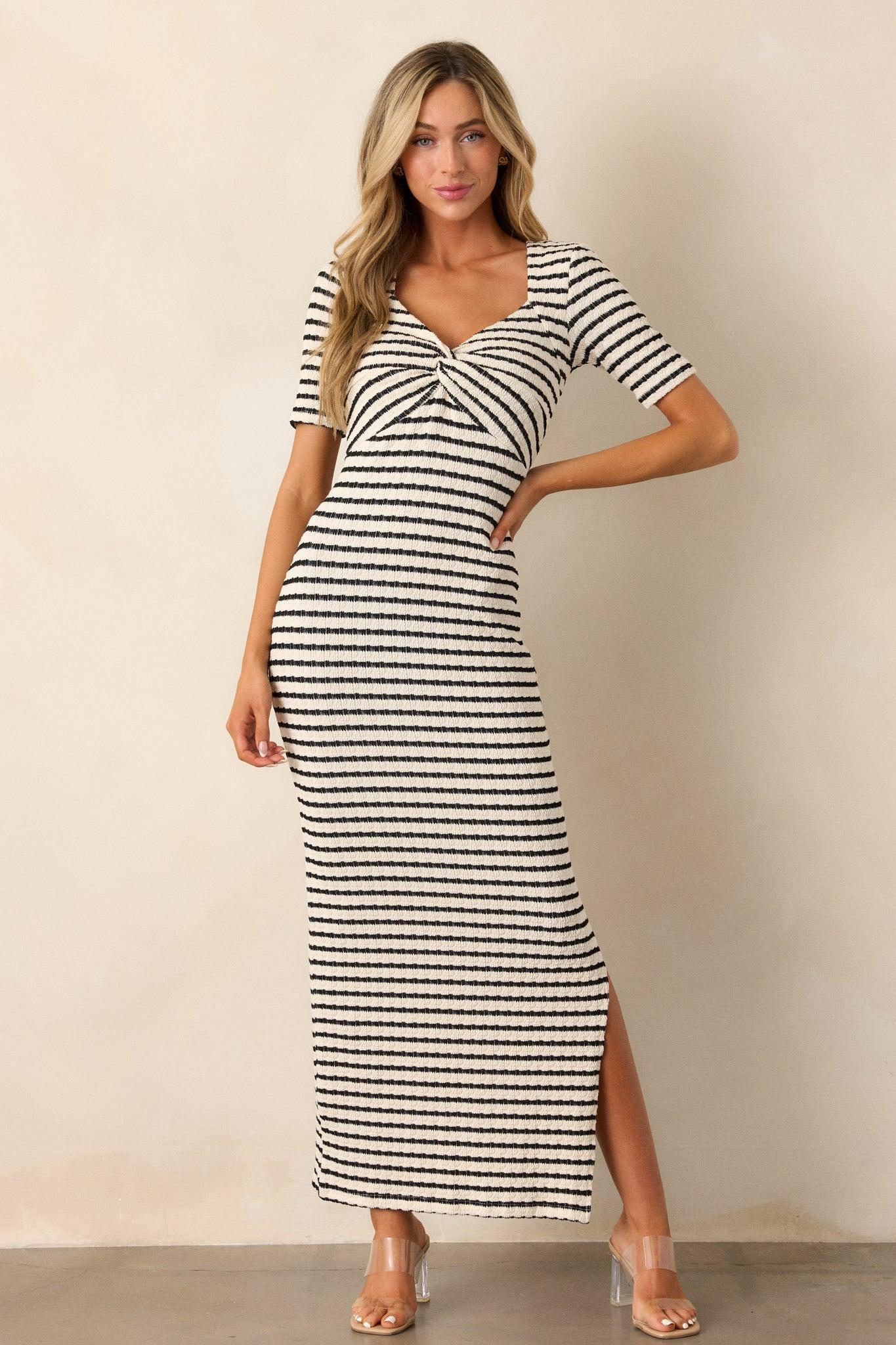 City Lights Black Stripe Bodycon Maxi Dress Product Image