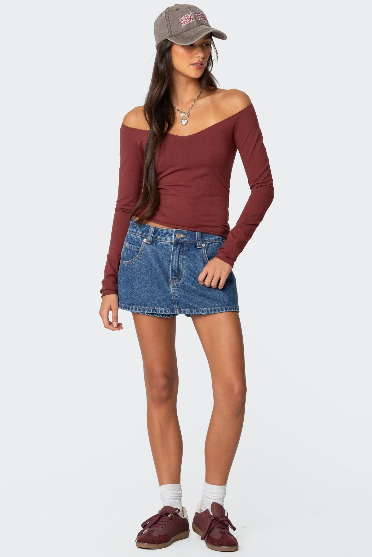 Nattie Off Shoulder V Neck Top Product Image