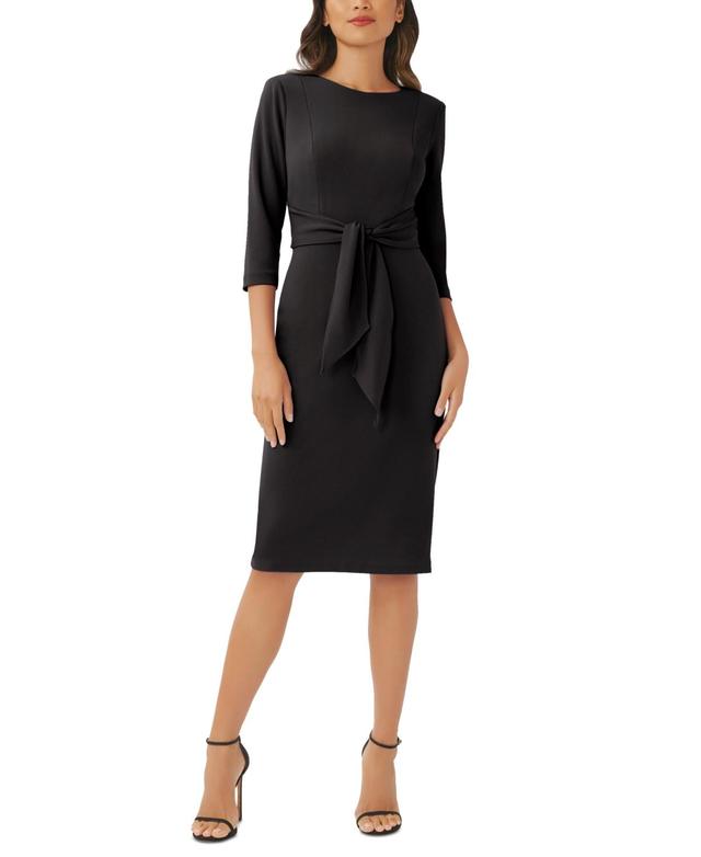 Adrianna Papell Tie Waist Crepe Sheath Dress Product Image