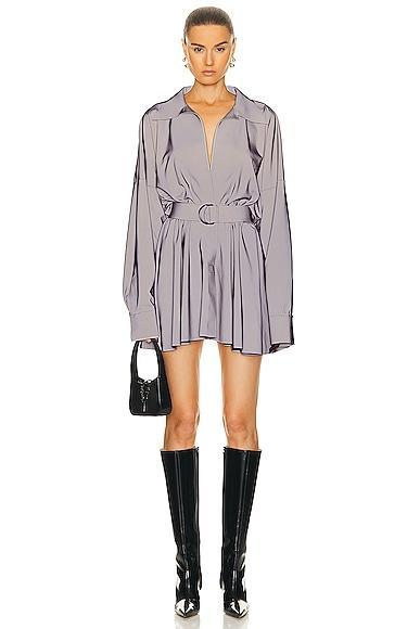 Norma Kamali Super Oversized Boyfriend Shirt Flared Mini Dress Grey. (also in L). Product Image