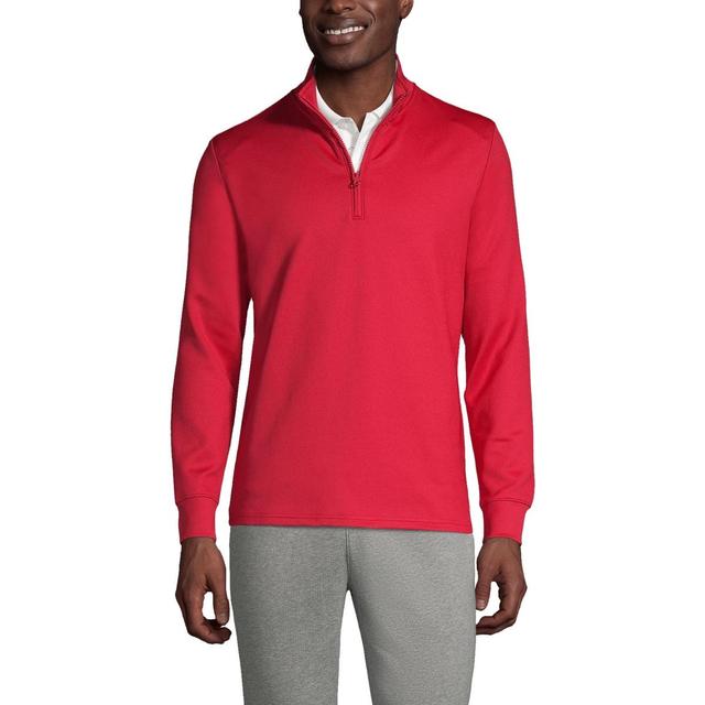 Mens Lands End School Uniform Quarter Zip Pullover Sweatshirt Red Product Image