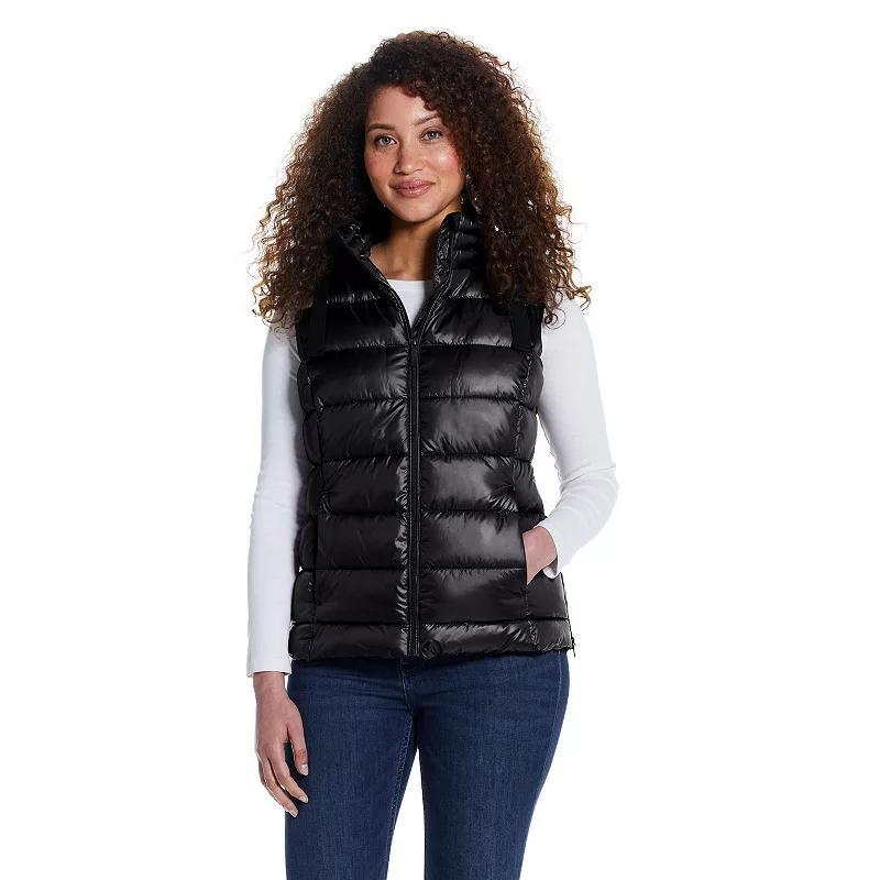 Womens Weathercast Hooded Puffer Vest Dusty Green Product Image