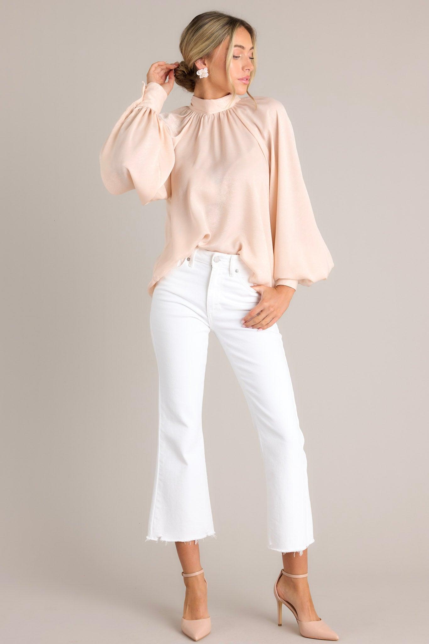 World Class Blush Pink Bow Tie Blouse Product Image