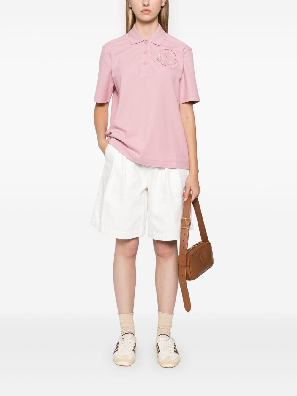 MONCLER Short Sleeve Polo Top In Pink Product Image