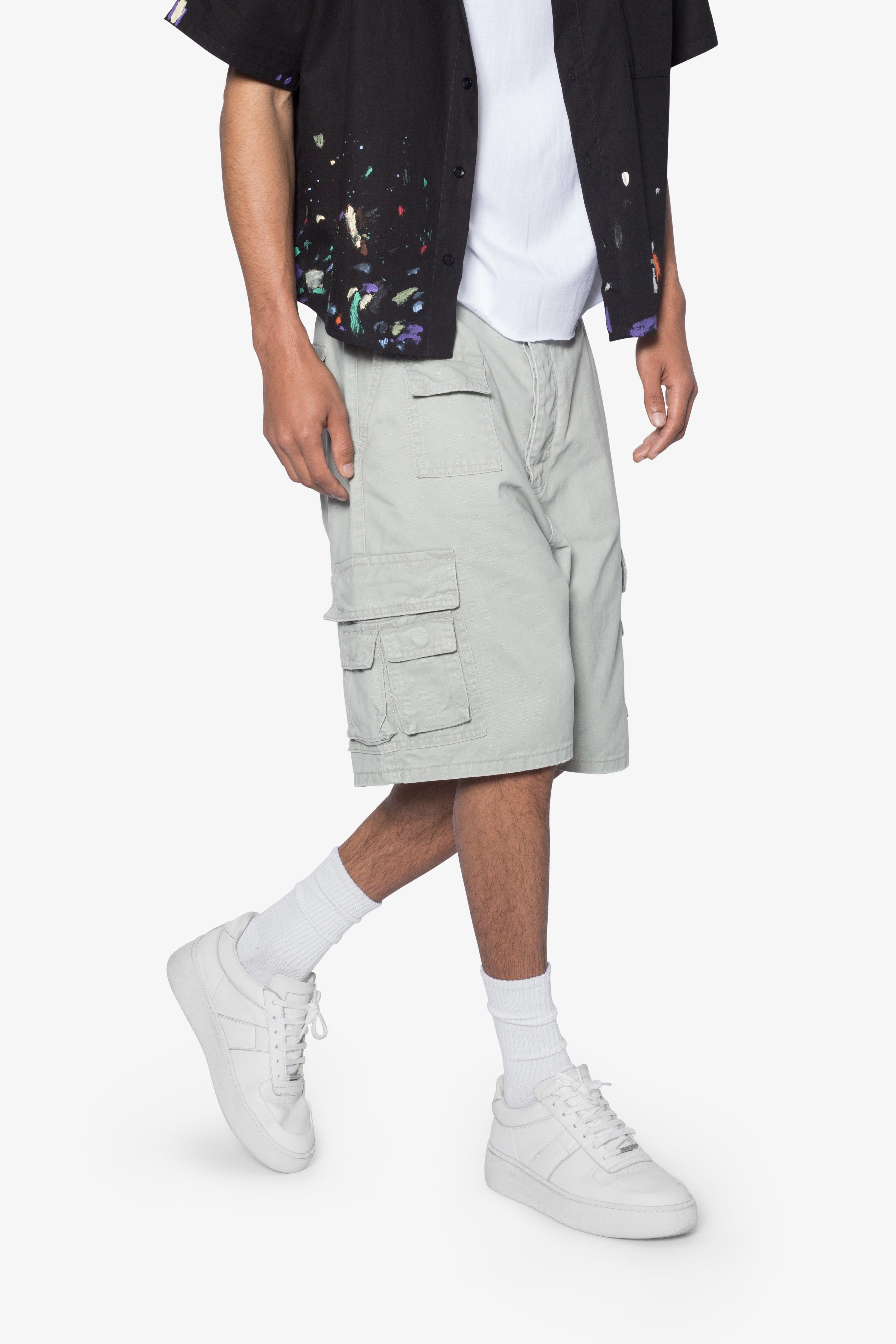 Multi Pocket Cargo Shorts - Grey Product Image